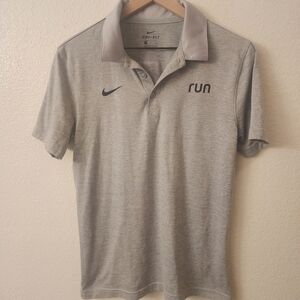 Nike Run Dri-Fit Gray Polo Shirt Mens Small